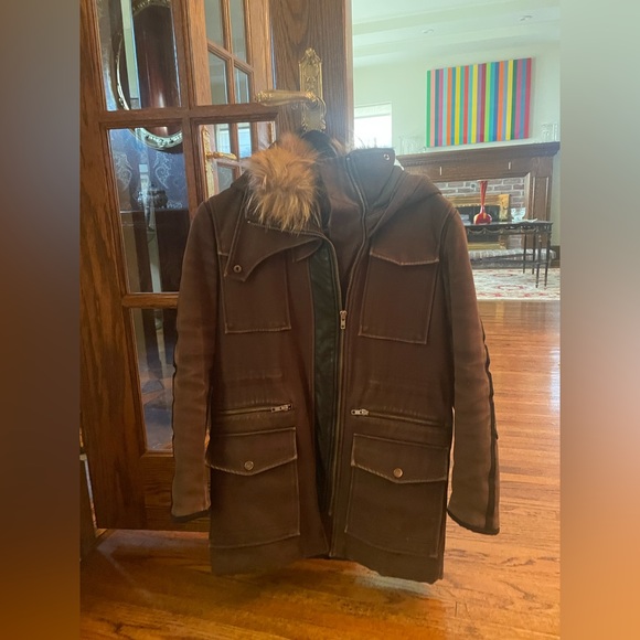 The Kooples parka with hood and real raccoon fur collar - size small - Picture 1 of 7